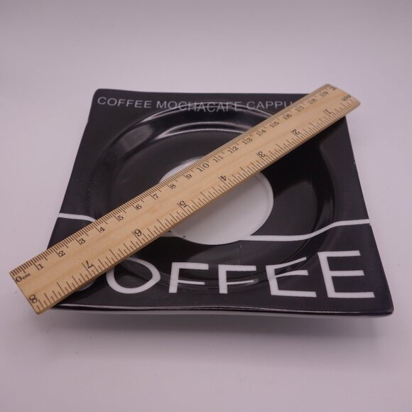 Set of Four(4) Ceramic Square COFFEE MOCHACAFE CAPPUCINO Saucer Plates - Picture 5 of 13